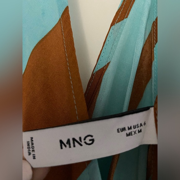 Mango Chevron Striped Blue/Brown Maxi Dress M NWOT - Picture 7 of 7